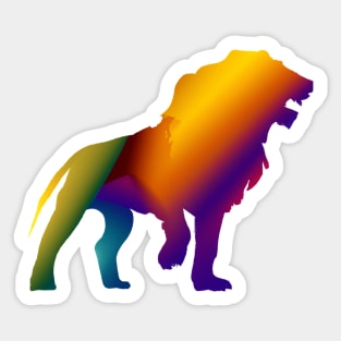 Cute Color Gradient Lion Shape Drawing Sticker